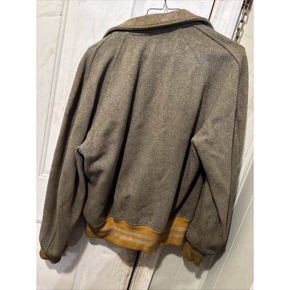 Vintage 60S Wool Varsity Jacket Yellow/ Gray - Picture 9 of 10